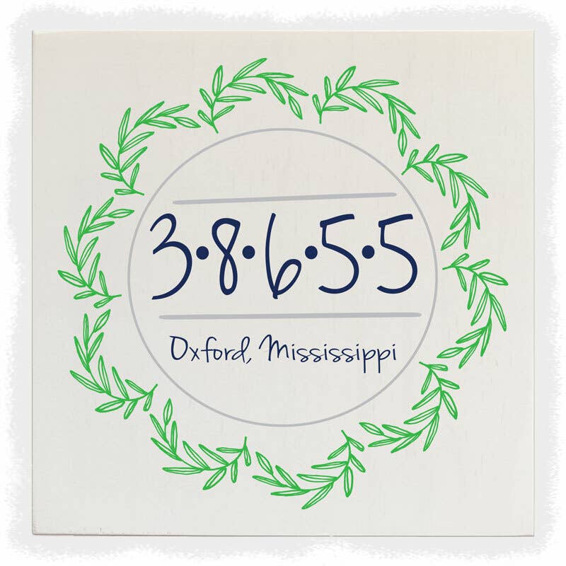 Zip Code Wreath - 8" x 8 x 5/8"