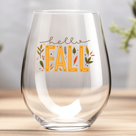 Hello Fall- Wine Glass