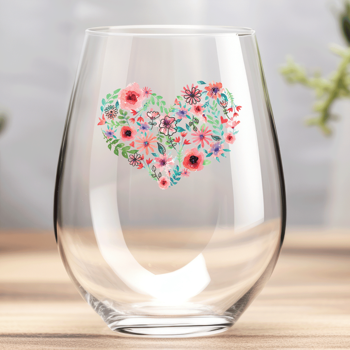 Flower Heart - Wine Glass