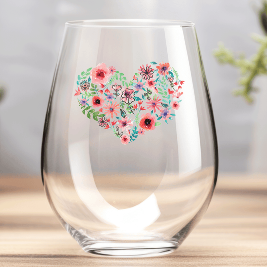 Flower Heart - Wine Glass