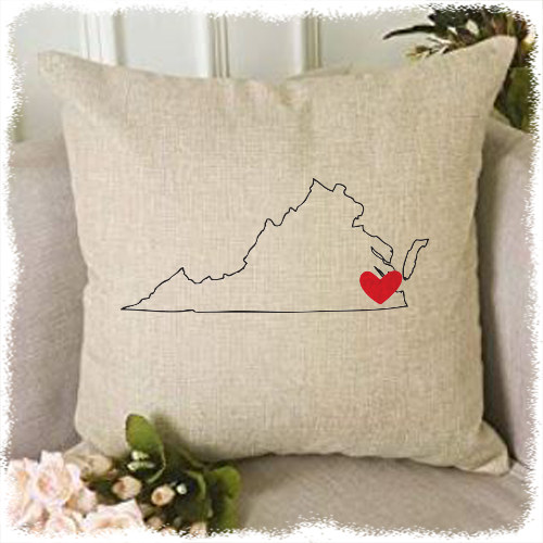 State Shape Heart City Pillow