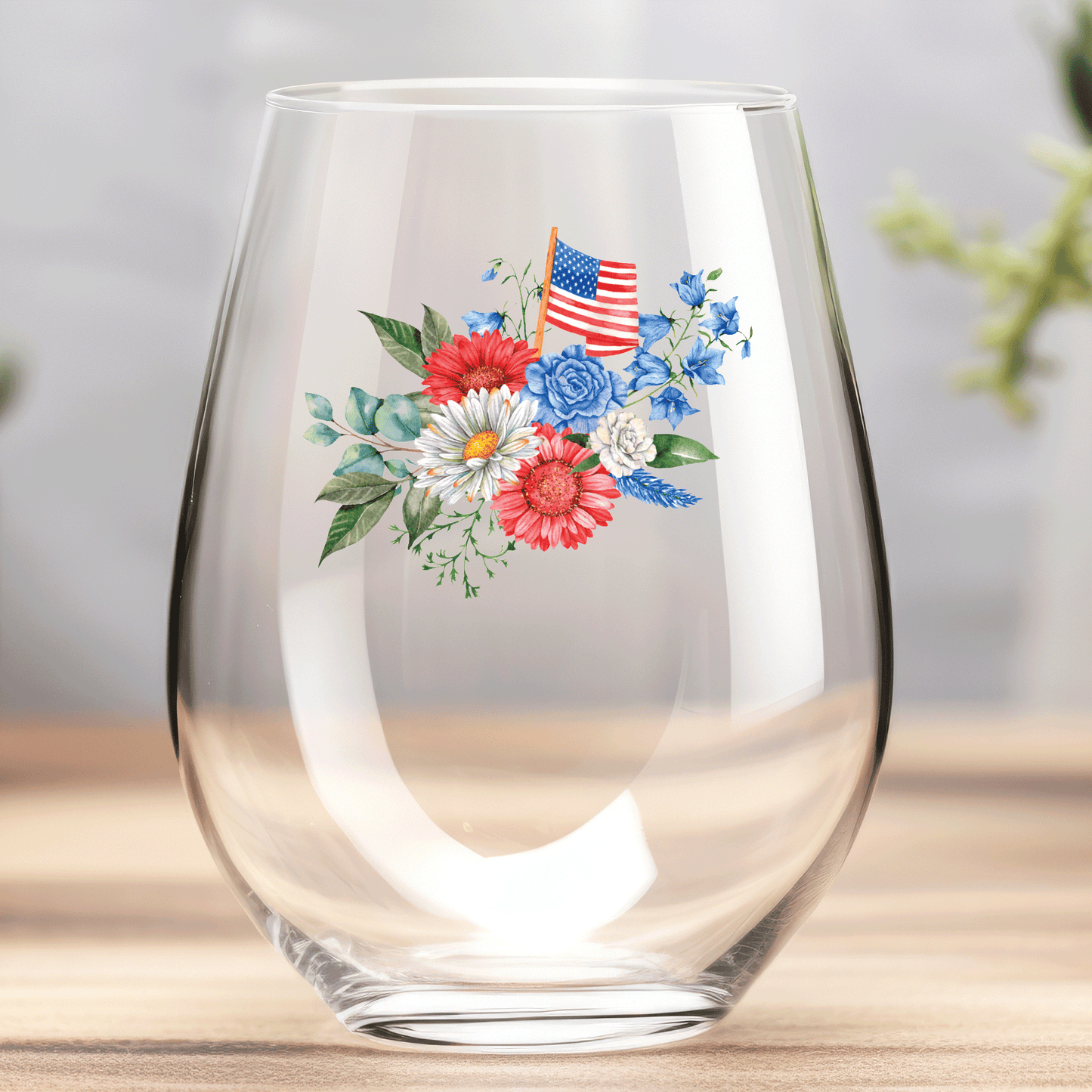 USA Flowers - Wine Glass