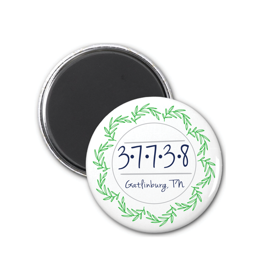 Zip Code Wreath Round Magnet