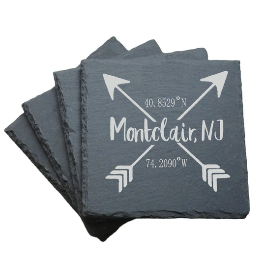 Arrows Lat/Long - Slate Coasters